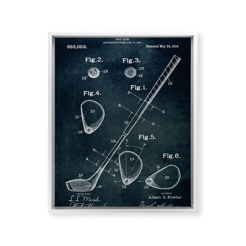 1909 - Golf Club patent art Framed Canvas Print