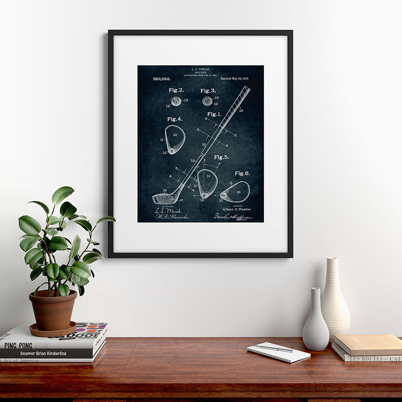 1909 - Golf Club patent art Framed Art Print
