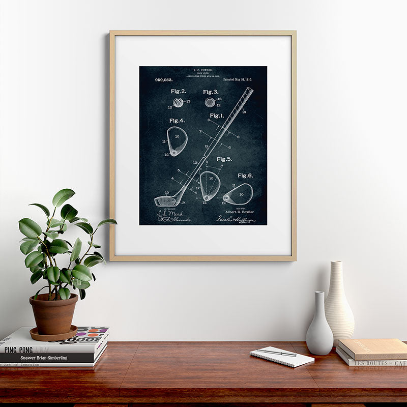 1909 - Golf Club patent art Framed Art Print