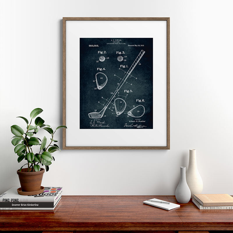 1909 - Golf Club patent art Framed Art Print