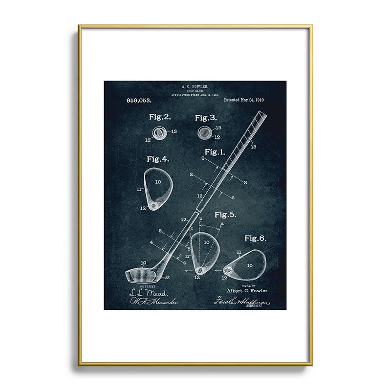 1909 - Golf Club patent art Framed Art Print