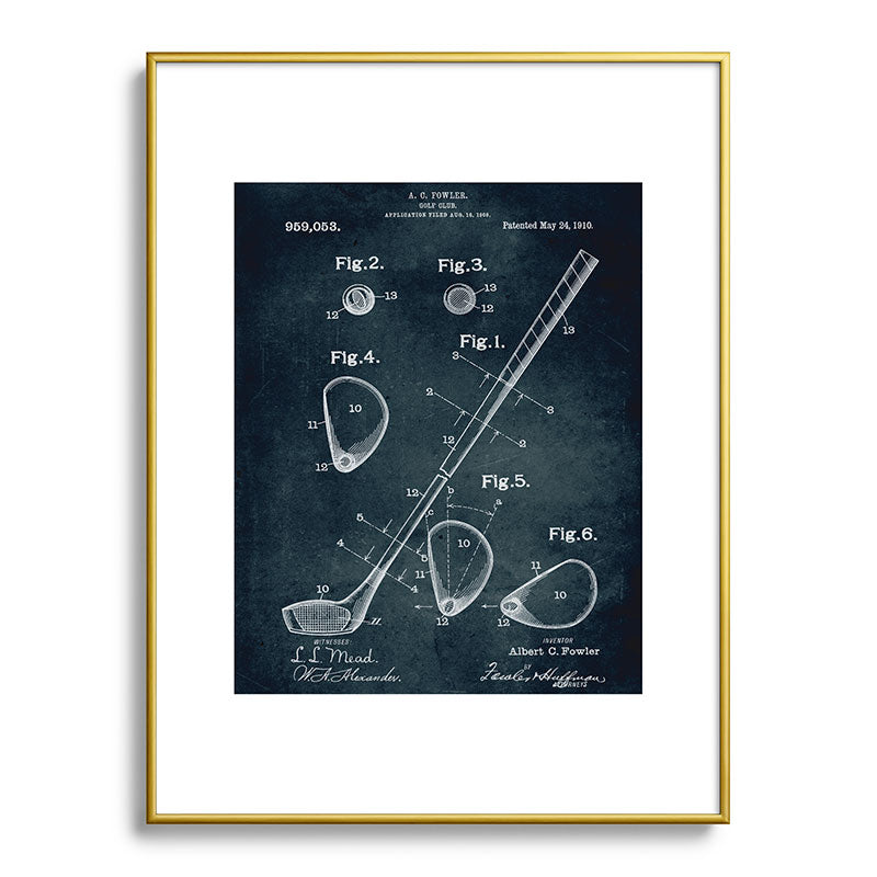 1909 - Golf Club patent art Framed Art Print